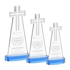 Cross Sky Blue on Alberton Base Abstract / Misc Crystal Award - Crystal Awards