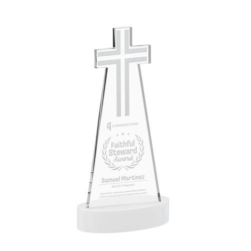 Corporate Awards - Crystal Awards - Cross White on Alberton Base Abstract / Misc Crystal Award