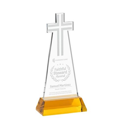 Corporate Awards - Crystal Awards - Cross Amber on Hartford Base Abstract / Misc Crystal Award