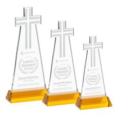 Cross Amber on Hartford Base Abstract / Misc Crystal Award - Glass Awards