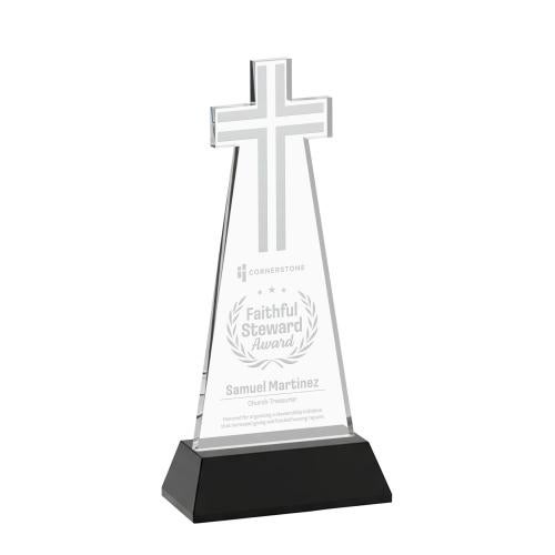 Corporate Awards - Crystal Awards - Cross Black on Hartford Base Abstract / Misc Crystal Award