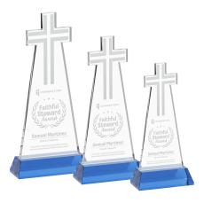 Cross Sky Blue on Hartford Base Abstract / Misc Crystal Award - Newest Additions
