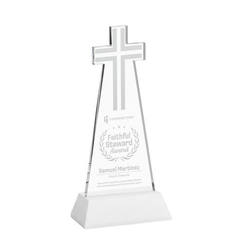 Corporate Awards - Crystal Awards - Cross White on Hartford Base Abstract / Misc Crystal Award