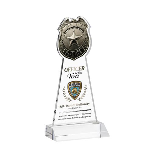Corporate Awards - Crystal Awards - Police Badge Full Color Clear Abstract / Misc Crystal Award