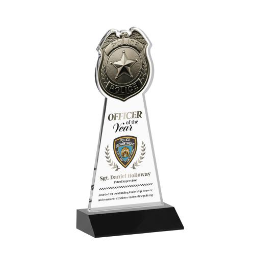 Corporate Awards - Crystal Awards - Police Badge Full Color Black Abstract / Misc Crystal Award