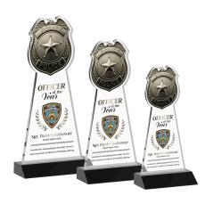 Police Badge Full Color Black Abstract / Misc Crystal Award - Corporate Awards