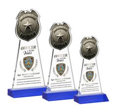 Police Badge Full Color Blue Abstract / Misc Crystal Award - Glass Awards