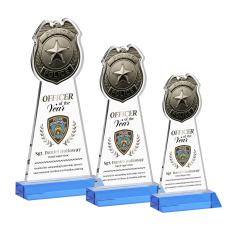 Police Badge Full Color Sky Blue Abstract / Misc Crystal Award - Newest Additions