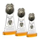 Police Badge Full Color Amber on Alberton Base Abstract / Misc Crystal Award