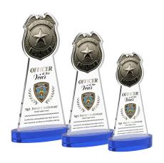 Police Badge Full Color Blue on Alberton Base Abstract / Misc Crystal Award - Newest Additions