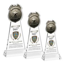 Police Badge Full Color Clear on Hartford Base Abstract / Misc Crystal Award - Newest Additions