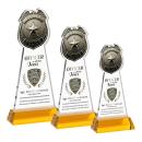 Police Badge Full Color Amber on Hartford Base Abstract / Misc Crystal Award