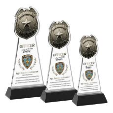 Police Badge Full Color Black on Hartford Base Abstract / Misc Crystal Award - Newest Additions