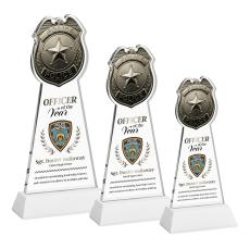 Police Badge Full Color White on Hartford Base Abstract / Misc Crystal Award - Full Color Awards
