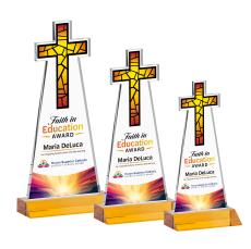 Cross Full Color Amber Abstract / Misc Crystal Award - Full Color Awards