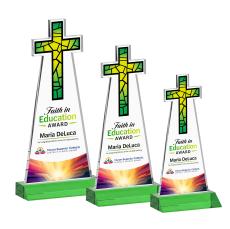 Cross Full Color Green Abstract / Misc Crystal Award - Full Color Awards