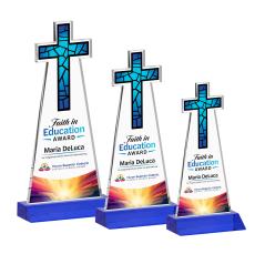 Cross Full Color Blue Abstract / Misc Crystal Award - Full Color Awards