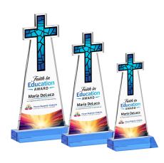 Cross Full Color Sky Blue Abstract / Misc Crystal Award - Corporate Awards