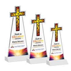 Cross Full Color White Abstract / Misc Crystal Award - Corporate Awards
