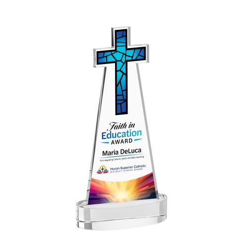 Corporate Awards - Crystal Awards - Cross Full Color Clear on Alberton Base Abstract / Misc Crystal Award