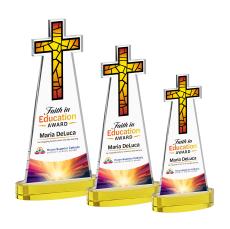 Cross Full Color Gold on Alberton Base Abstract / Misc Crystal Award - Corporate Awards