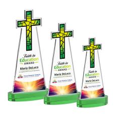 Cross Full Color Green on Alberton Base Abstract / Misc Crystal Award - Corporate Awards