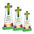 Cross Full Color Green on Alberton Base Abstract / Misc Crystal Award