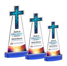 Cross Full Color Blue on Alberton Base Abstract / Misc Crystal Award - Newest Additions