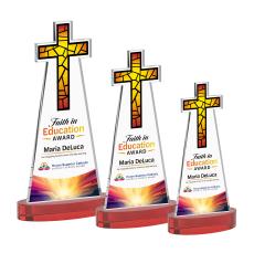 Cross Full Color Red on Alberton Base Abstract / Misc Crystal Award - Newest Additions