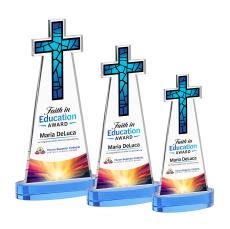 Cross Full Color Sky Blue on Alberton Base Abstract / Misc Crystal Award - Newest Additions