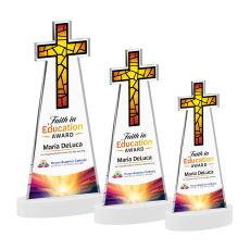 Cross Full Color White on Alberton Base Abstract / Misc Crystal Award - Newest Additions
