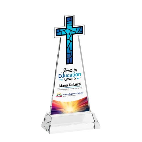 Corporate Awards - Crystal Awards - Cross Full Color Clear on Hartford Base Abstract / Misc Crystal Award