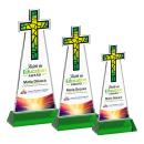 Cross Full Color Green on Hartford Base Abstract / Misc Crystal Award