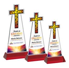 Cross Full Color Red on Hartford Base Abstract / Misc Crystal Award - Crystal Awards