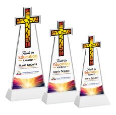 Cross Full Color White on Hartford Base Abstract / Misc Crystal Award - Crystal Awards