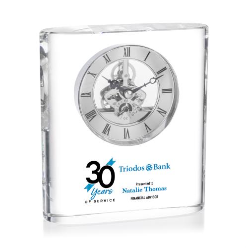 Corporate Recognition Gifts - Clocks - Adams Full Color Clock - Silver