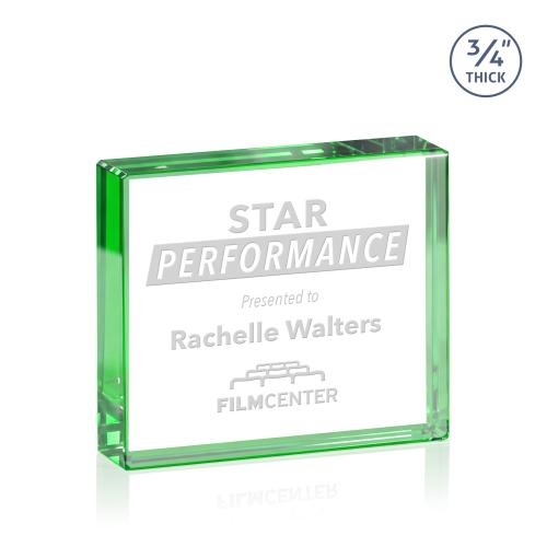 Corporate Awards - Crystal Awards - Crystal Paperweights - Verona Paperweight - Emerald
