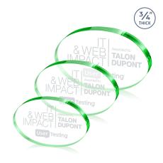 Baldus Oval Emerald Circle Crystal Award - Corporate Recognition Gifts