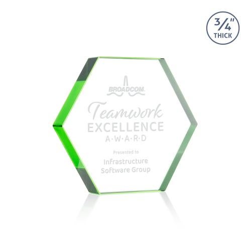 Corporate Awards - Crystal Awards - Gilford Hexagon Emerald Crystal Award