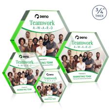 Gilford Hexagon Full Color Emerald Crystal Award - Crystal Awards