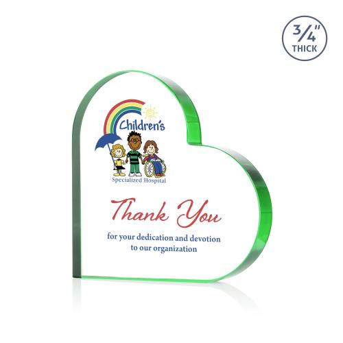 Corporate Awards - Crystal Awards - Davina Heart Full Color Emerald Abstract / Misc Crystal Award