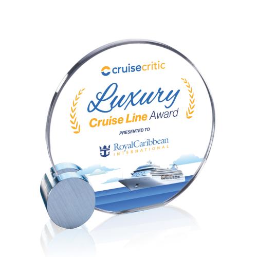 Corporate Awards - Crystal Awards - Verdunn Full Color Starfire/Silver Circle Crystal Award