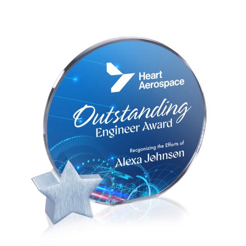 Corporate Awards - Crystal Awards - Verdunn Full Colorfire/Silver Star Crystal Award
