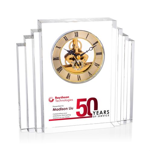 Corporate Recognition Gifts - Clocks - Desford Full Color Clock - Gold