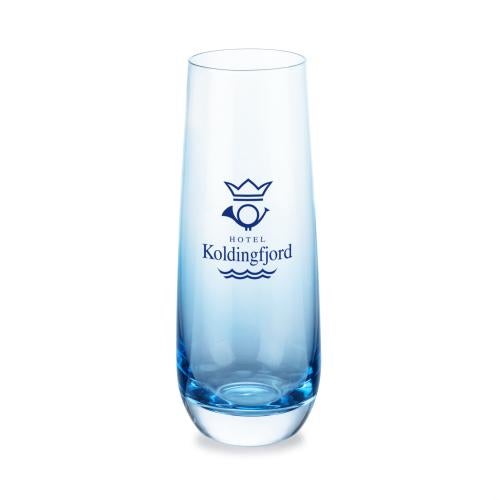 Corporate Recognition Gifts - Etched Barware - Soudan Blue Stemless Flute - Imprinted