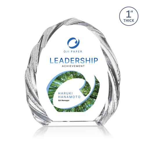 Corporate Awards - Crystal Awards - Tottenham Full Color Iceberg Arch & Crescent Crystal Award