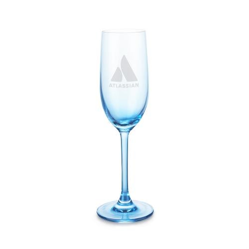 Corporate Recognition Gifts - Etched Barware - Soudan Flute Blue - Deep Etch