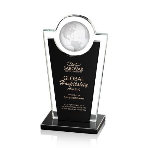 Corporate Awards - Sales Awards - Fabiola Globe Black Spheres Crystal Award