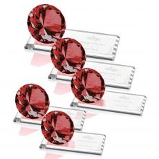 Employee Gifts - Gemstone Ruby on Starfire Crystal Award