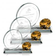 Employee Gifts - Encarna Gemstone Amber Circle Crystal Award